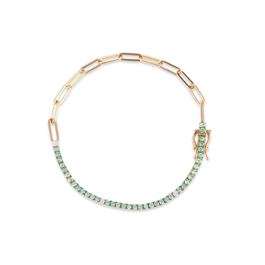 Emerald and diamond discount tennis bracelet 14k