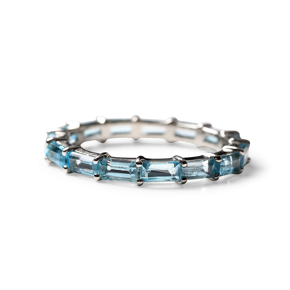 BLUE TOPAZ BAGUETTE ETERNITY BAND