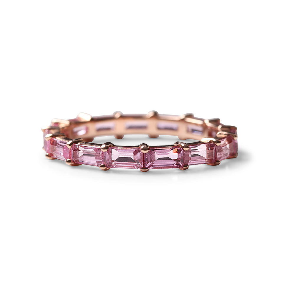 Pink sapphire baguette ring sale