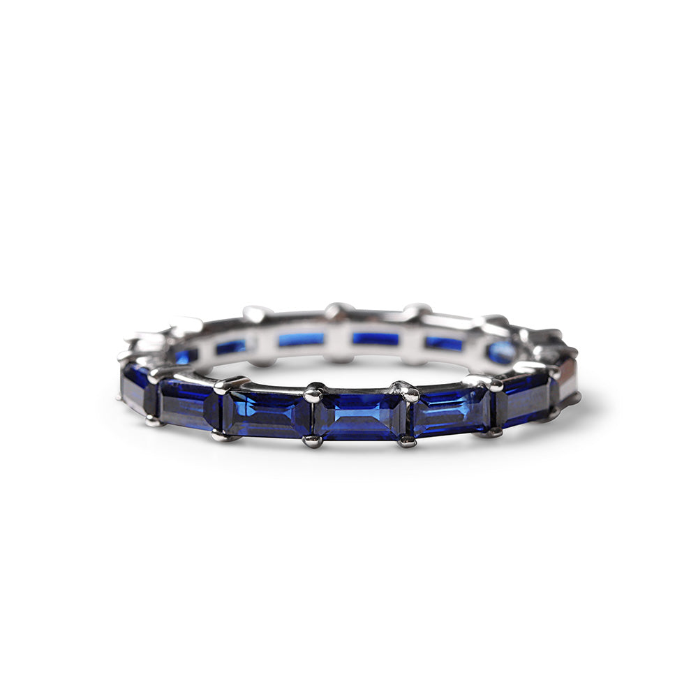 Sapphire and diamond baguette eternity band Clearance
