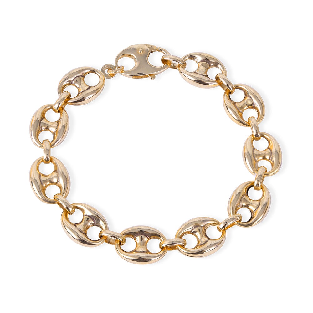 14K Gold Puffed Mariner Link Chain Necklace 18 20 