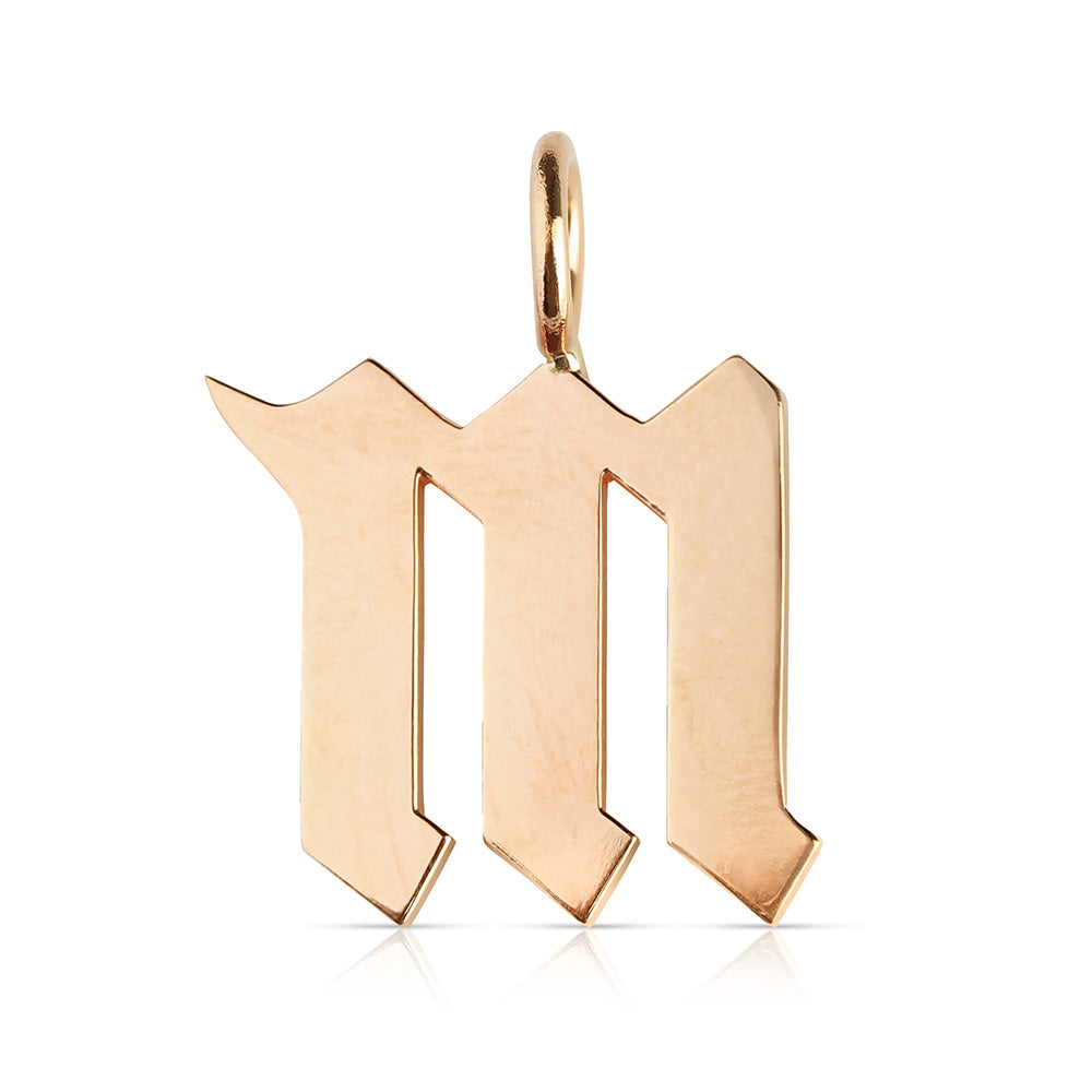 Gothic Letter Charms Rose Gold