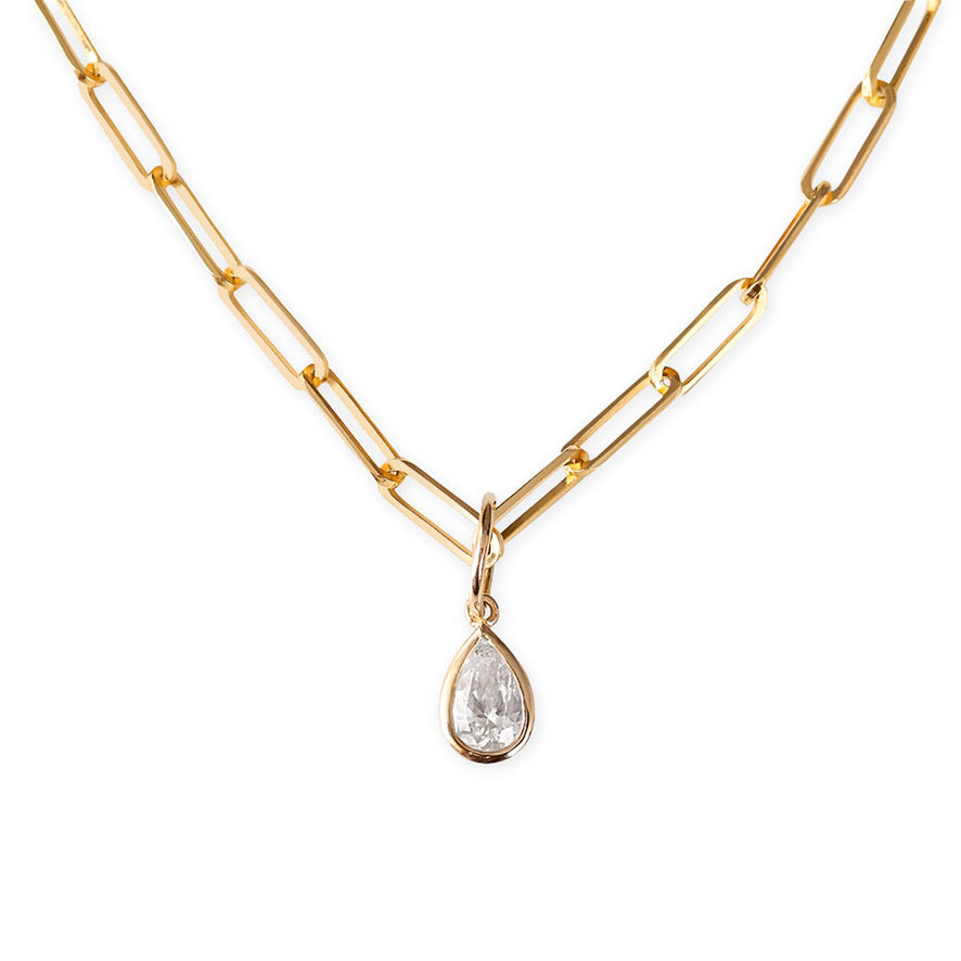 14K GOLD DIAMOND PEAR SHAPED PENDANT