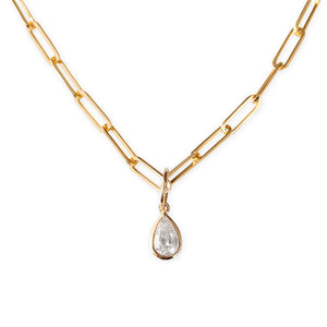 14K GOLD DIAMOND PEAR SHAPED PENDANT