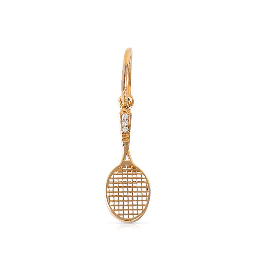 14K GOLD AND DIAMOND TENNIS RACKET CHARM