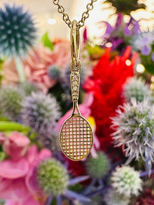 14K GOLD AND DIAMOND TENNIS RACKET CHARM