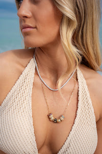 14K GOLD ENAMEL AND DIAMOND THREE STAR WITH SAPPHIRE RONDELLE