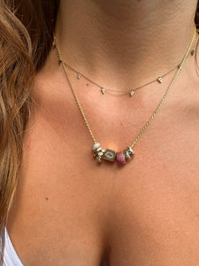14K GOLD EVIL EYE WITH SAPPHIRE CUBE RONDELLE