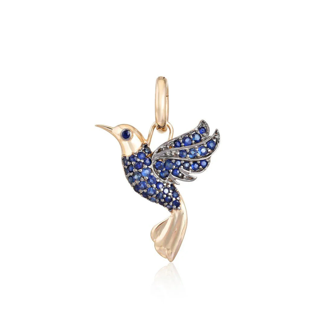 New 14k Gold Lover Vögel Blumencharme Anhänger - Schweiz