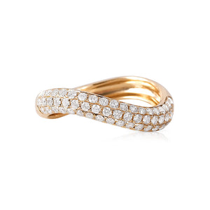 14K GOLD LARGE DIAMOND WAVE RING