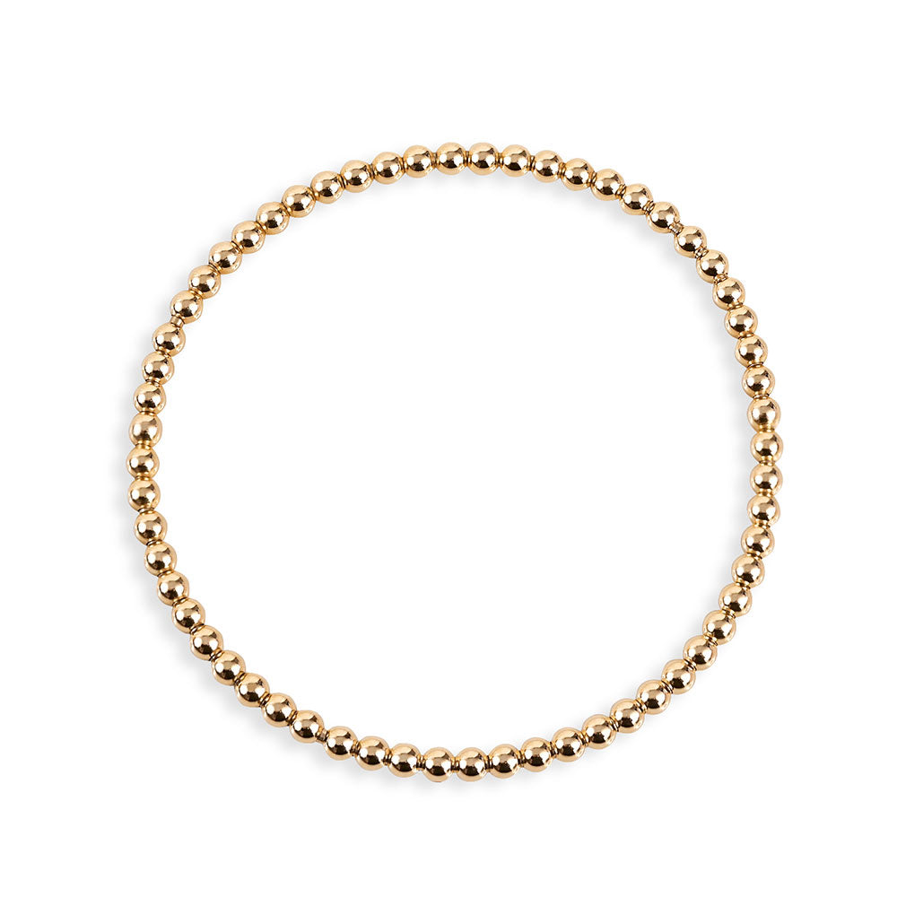 14K GOLD STRETCH BALL BRACELET 3MM
