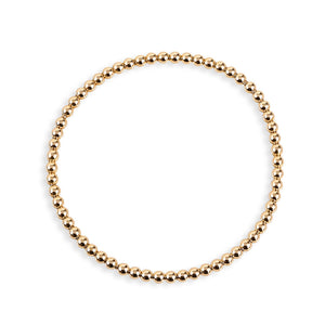 14K GOLD STRETCH BALL BRACELET 3MM