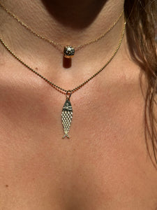 14K GOLD AND DIAMOND FLAT FISH CHARM
