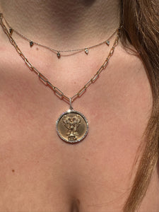 14K GOLD WITH DIAMOND ARCHANGEL MICHAEL MEDALLION