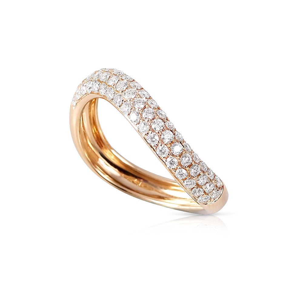 14K GOLD LARGE DIAMOND WAVE RING