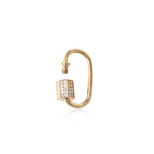 SMALL CARABINER LOCK WITH DIAMONDS AND HEXAGONAL CLASP