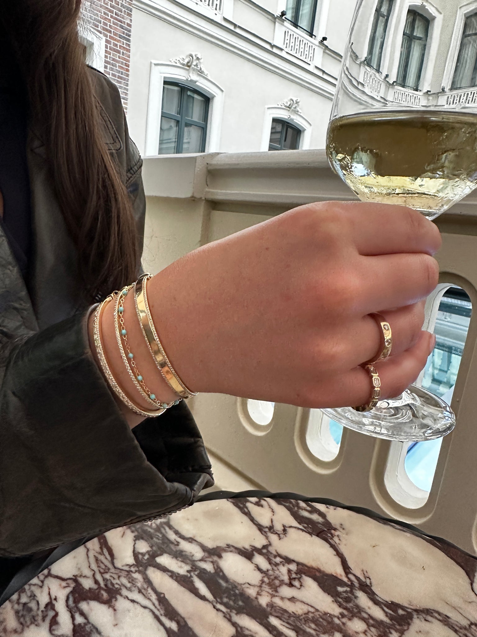 14K GOLD CHAIN WITH ENAMEL BEAD BRACELET