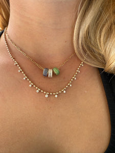 BEZEL SET DIAMOND BALL CHAIN NECKLACE