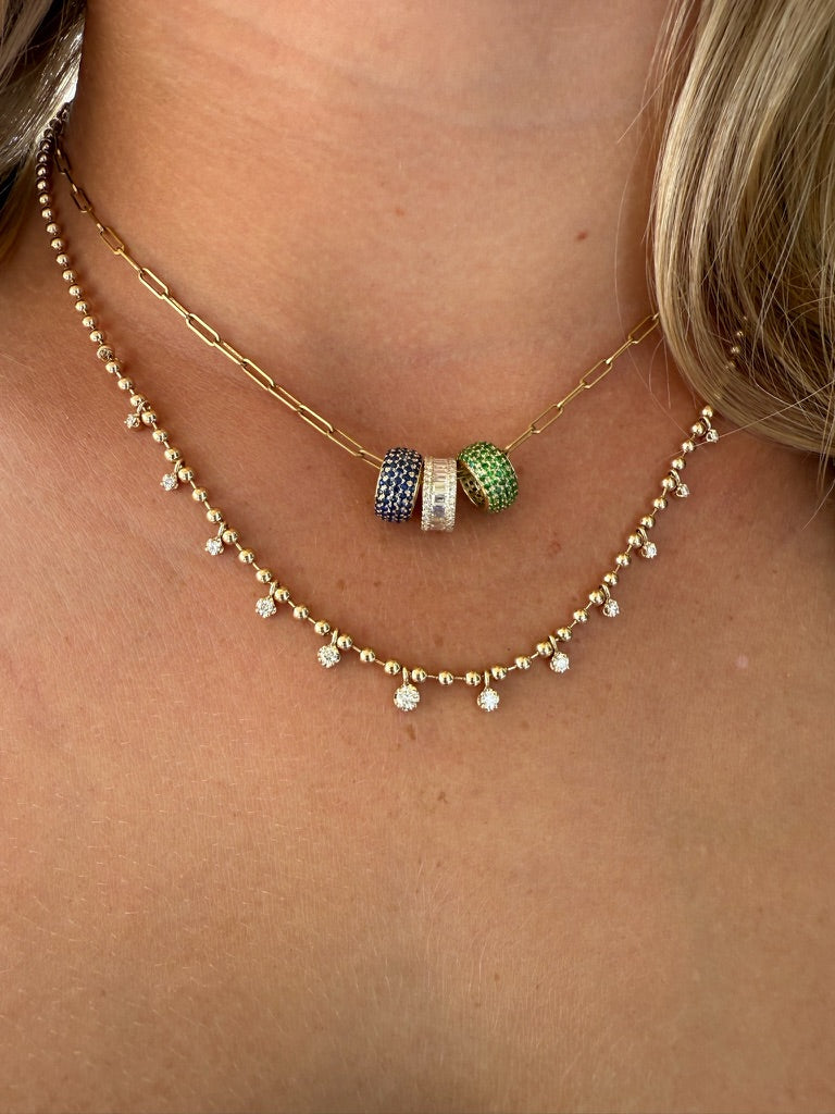 BAGUETTE DIAMOND RONDELLE WITH DIAMOND BORDER