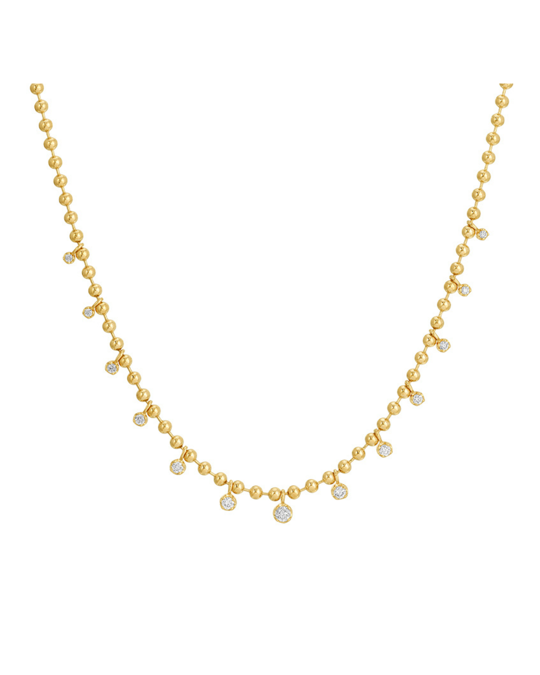 BEZEL SET DIAMOND BALL CHAIN NECKLACE