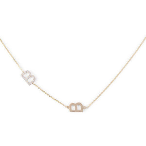 14K GOLD PERSONALIZED 2 INITIAL DIAMOND COMBO NECKLACE