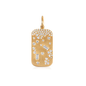 Fine Jewelry 14K GOLD SCATTERED DIAMOND DOG TAG