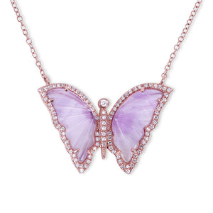 AMETHYST AND DIAMOND BUTTERFLY NECKLACE
