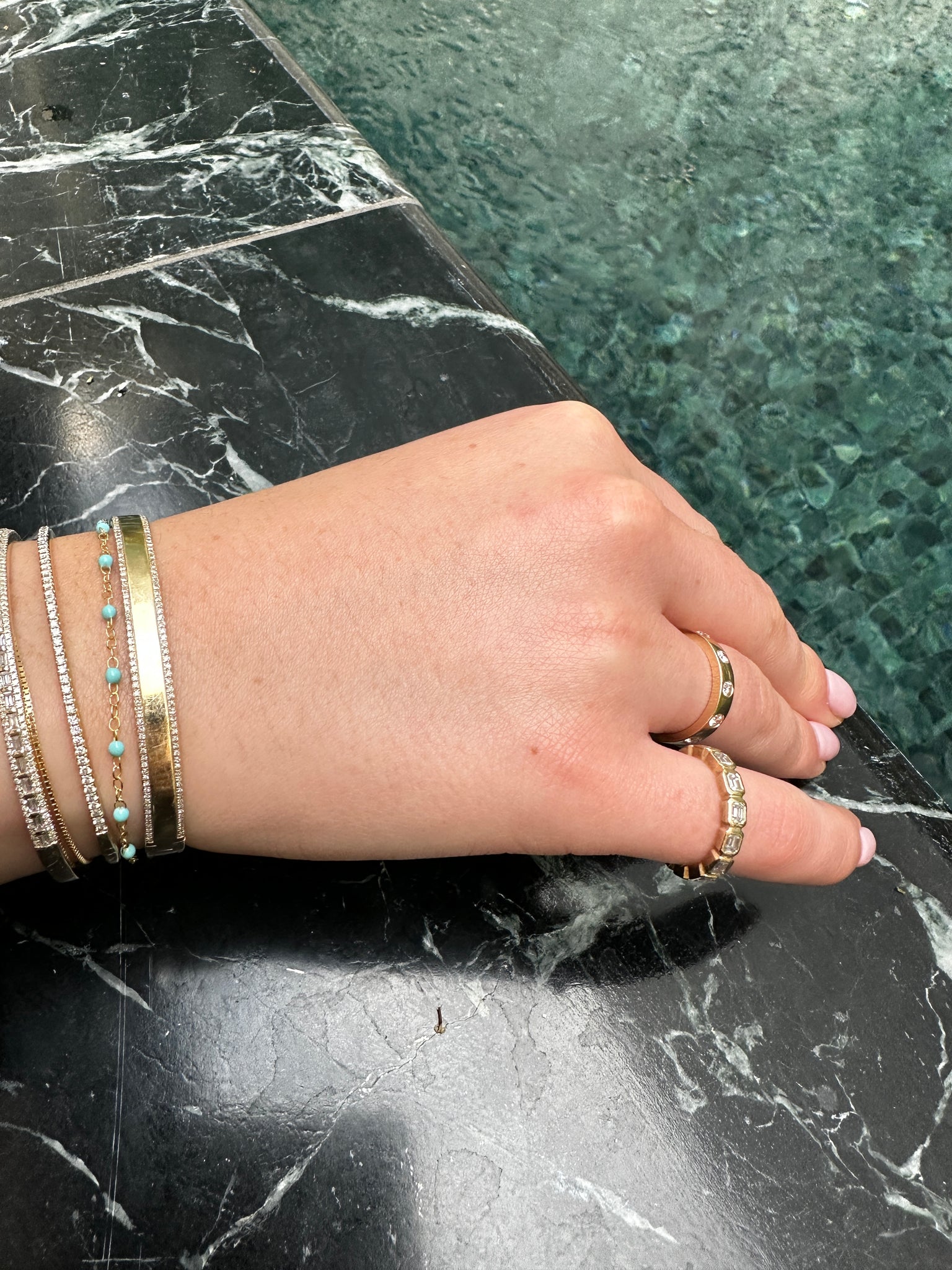 14K GOLD CHAIN WITH ENAMEL BEAD BRACELET