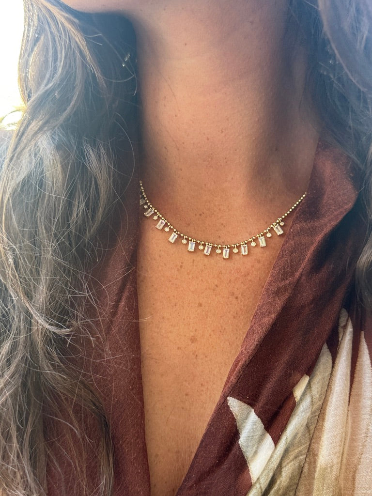 DIAMOND AND MOONSTONE PHOEBE NECKLACE