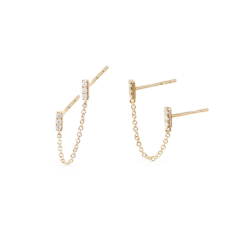 DOUBLE DIAMOND CHAIN EARRING