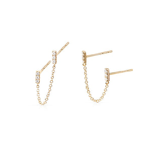DOUBLE DIAMOND CHAIN EARRING