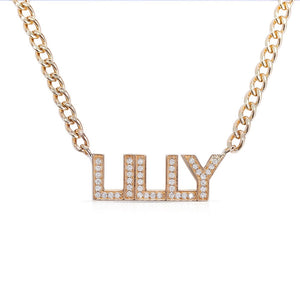 14K GOLD CHUNKY PERSONALIZED DIAMOND CUBAN LINK NECKLACE