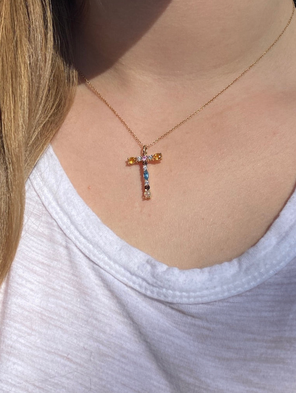 MIXED GEMSTONE LETTER CHARM
