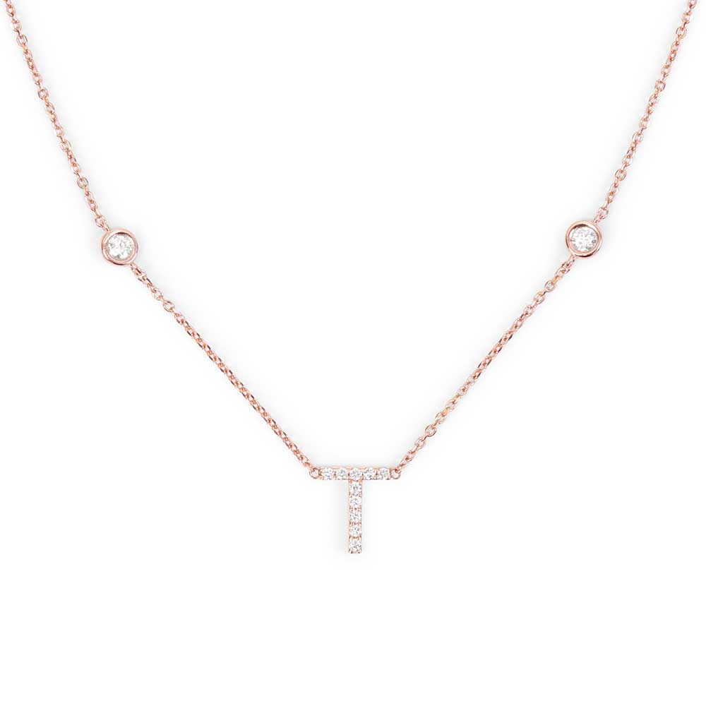 14K GOLD PERSONALIZED INITIAL WITH DIAMOND BEZELS NECKLACE
