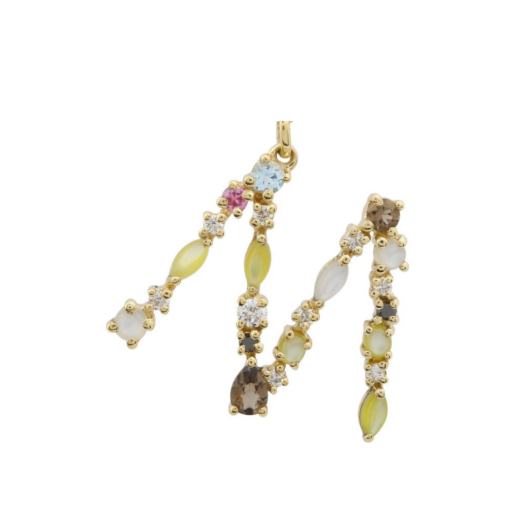 MIXED GEMSTONE LETTER CHARM