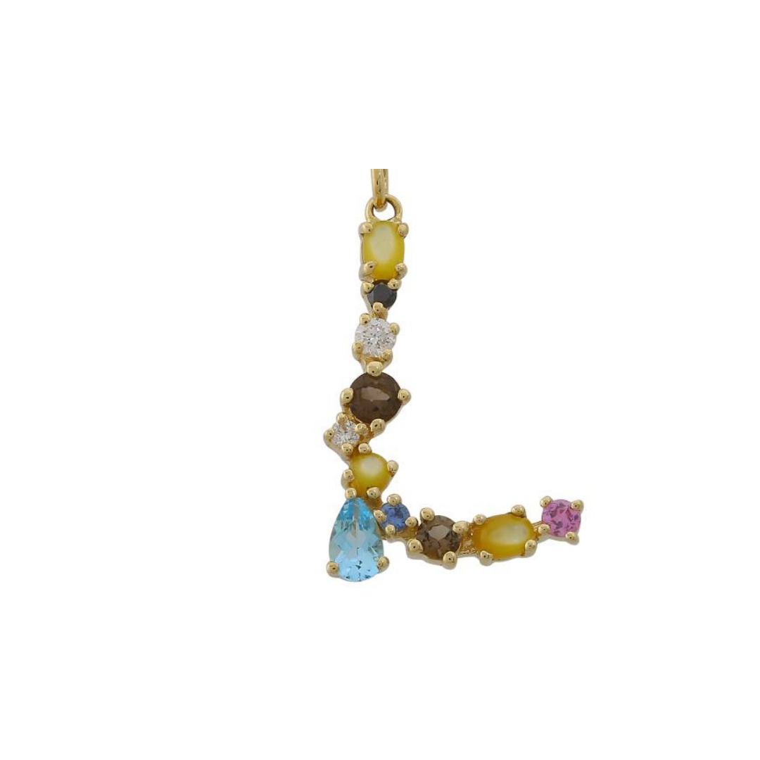 MIXED GEMSTONE LETTER CHARM