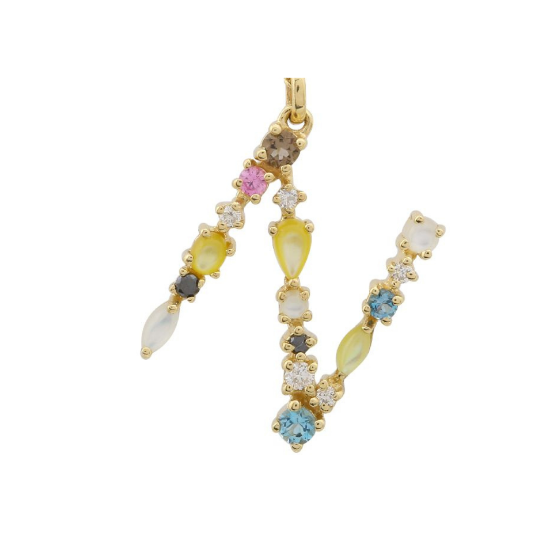 MIXED GEMSTONE LETTER CHARM