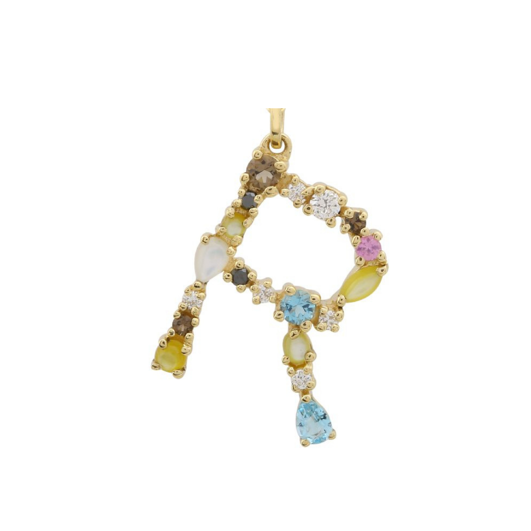MIXED GEMSTONE LETTER CHARM