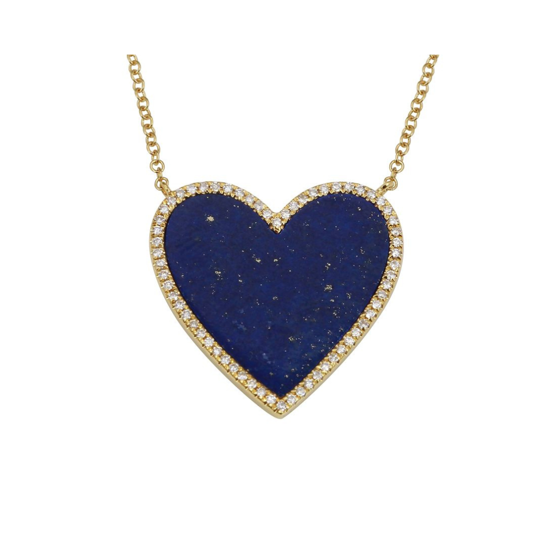 LAPIS AND DIAMOND HEART NECKLACE