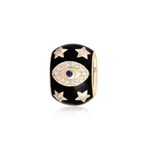 14K GOLD ENAMEL AND DIAMOND EVIL EYE RONDELLE