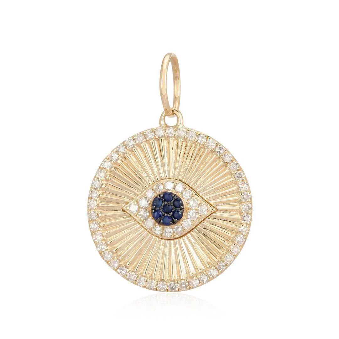 Fine Jewelry 14K GOLD FLUTED EVIL EYE MEDALLION - Main Image
