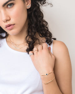 DIAMOND AND SAPPHIRE EVIL EYE BANGLE