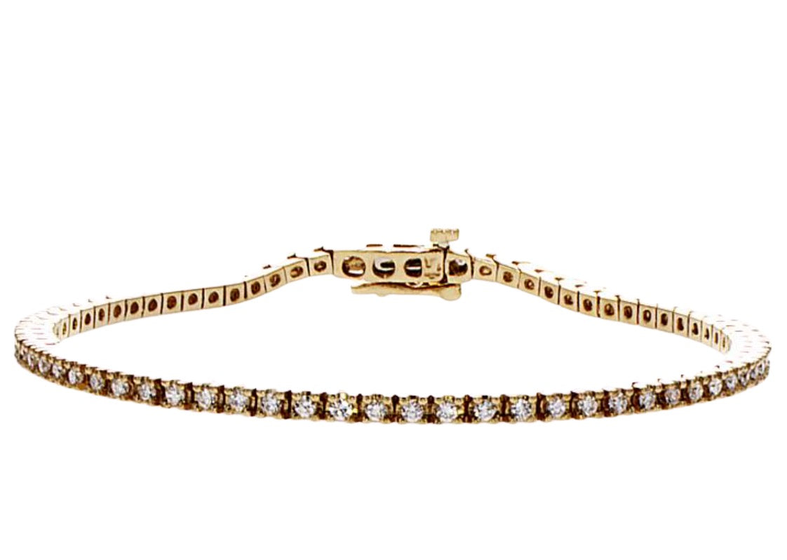 1.00 ct diamonds set in 18k gold tennis bracelet