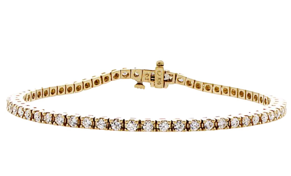 2.00 ct diamonds set in 18k gold tennis bracelet