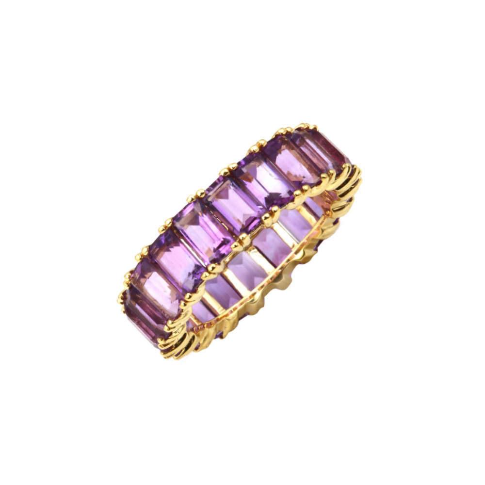 PURPLE AMETHYST EMERALD CUT ETERNITY BAND 3X5MM