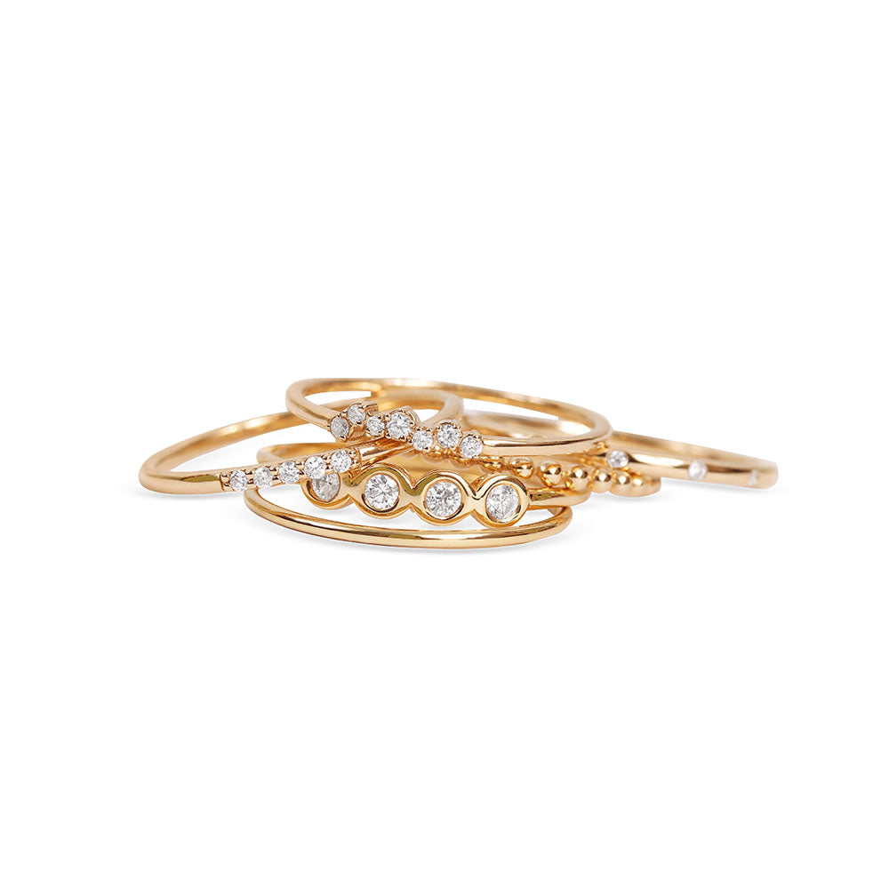 14K GOLD FOUR DIAMOND STACKING RING