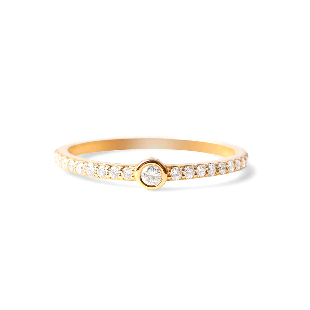 JADE BEZEL SET DIAMOND RING WITH DIAMOND BAND