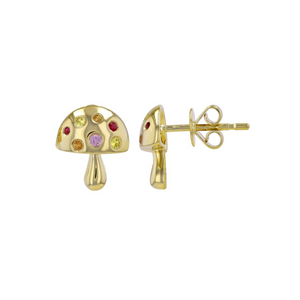 14K GOLD RAINBOW MUSHROOM STUDS