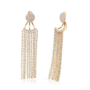 DIAMOND JACKET TASSEL DROP EARRINGS