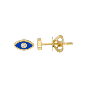 ENAMEL AND DIAMOND EVIL EYE STUD EARRINGS